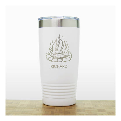 Camp Fire Stainless Steel Tumbler 20oz Engraved Travel Mug - Insulated Cottage Coffee Cup with Lid