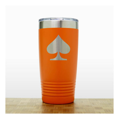 Orange - Engraved Spades Card Suits 20 oz Insulated Tumbler - Copyright Hues in Glass