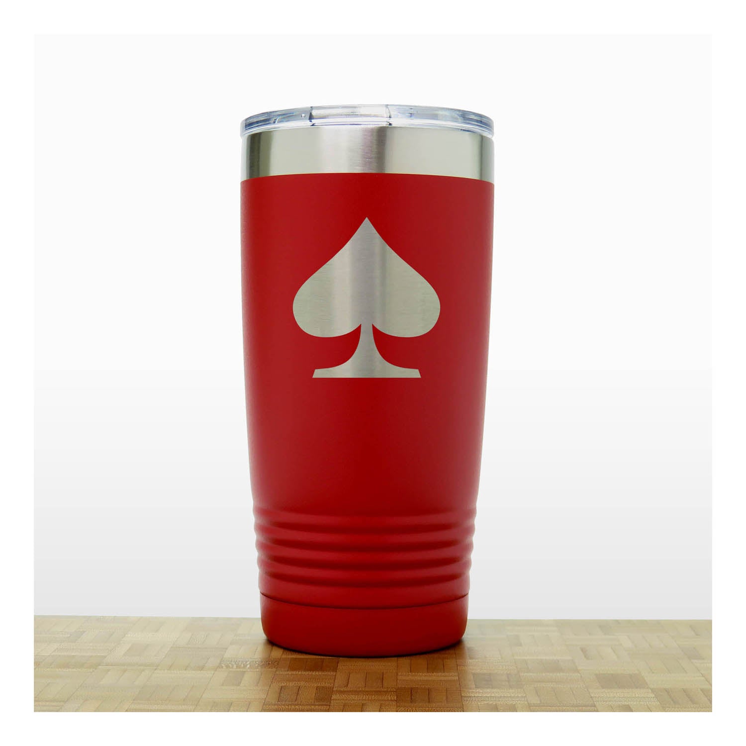 Red - Engraved Spades Card Suits 20 oz Insulated Tumbler - Copyright Hues in Glass
