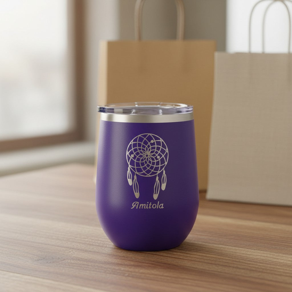 Dreamcatcher 12oz Insulated Wine Tumbler - Laser Engraved