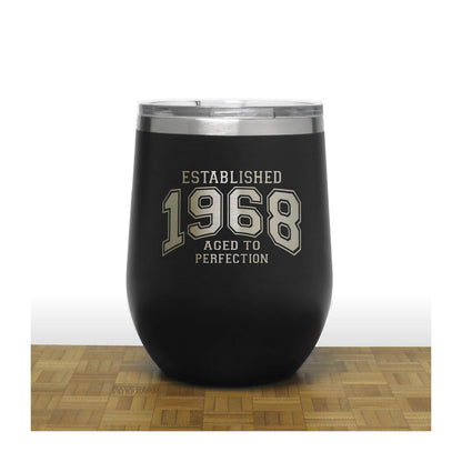 Aged to Perfection 12oz Wine Tumbler – Engraved Insulated Stainless Steel Travel Mug with Lid, Double Wall Vacuum Wine Cup
