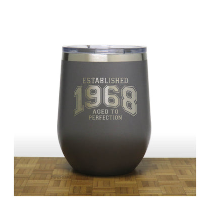 Aged to Perfection 12oz Wine Tumbler – Engraved Insulated Stainless Steel Travel Mug with Lid, Double Wall Vacuum Wine Cup
