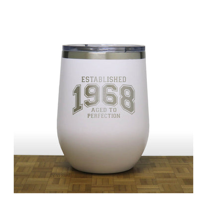Aged to Perfection 12oz Wine Tumbler – Engraved Insulated Stainless Steel Travel Mug with Lid, Double Wall Vacuum Wine Cup