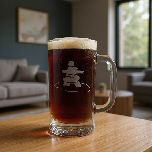 Inuksuk 16oz Beer Mug - Deep Sand Etched Personalized Gift