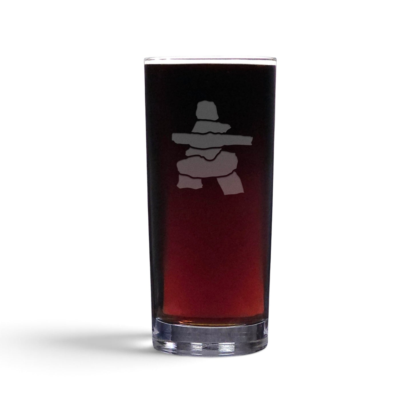 Inuksuk 15oz Cooler Glass - Deep Sand Etched Canadian Tumbler