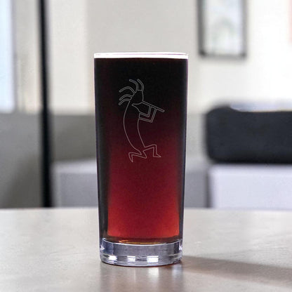 Kokopelli 15oz Cooler Glass - Hand Sandblasted Southwestern Tumbler