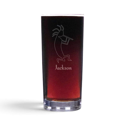Kokopelli 15oz Cooler Glass - Hand Sandblasted Southwestern Tumbler