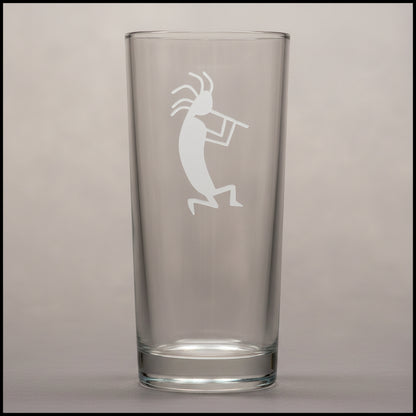 Kokopelli 15oz Cooler Glass - Deep Sand Etched Southwestern Tumbler