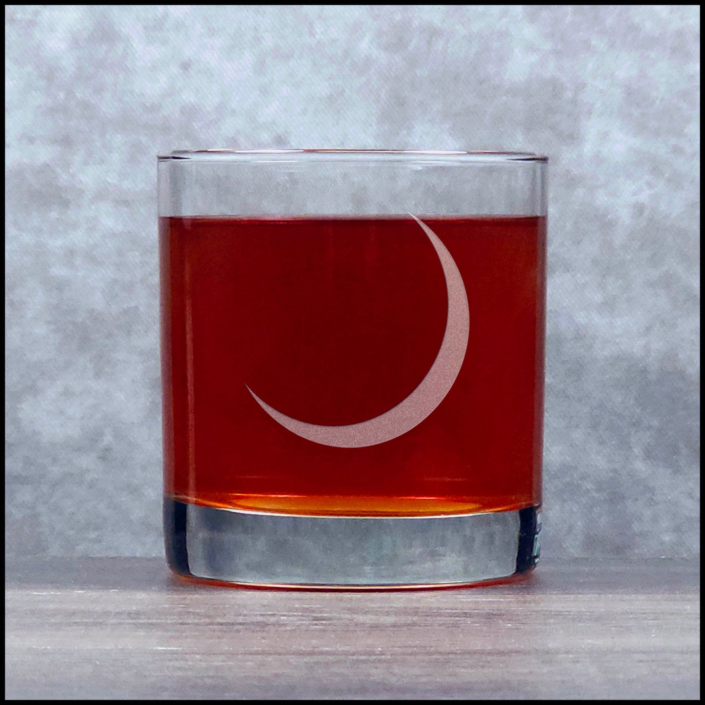 Crescent Moon 11oz Whiskey Glass - Personalized Sand Etched Glass