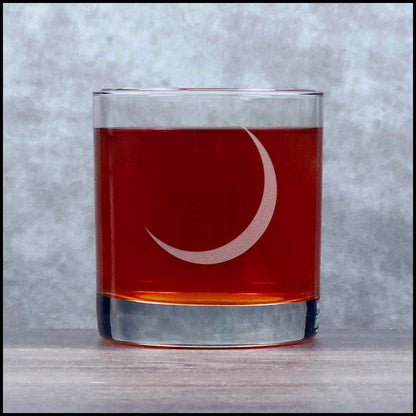 Crescent Moon 11oz Whiskey Glass - Personalized Sand Etched Glass