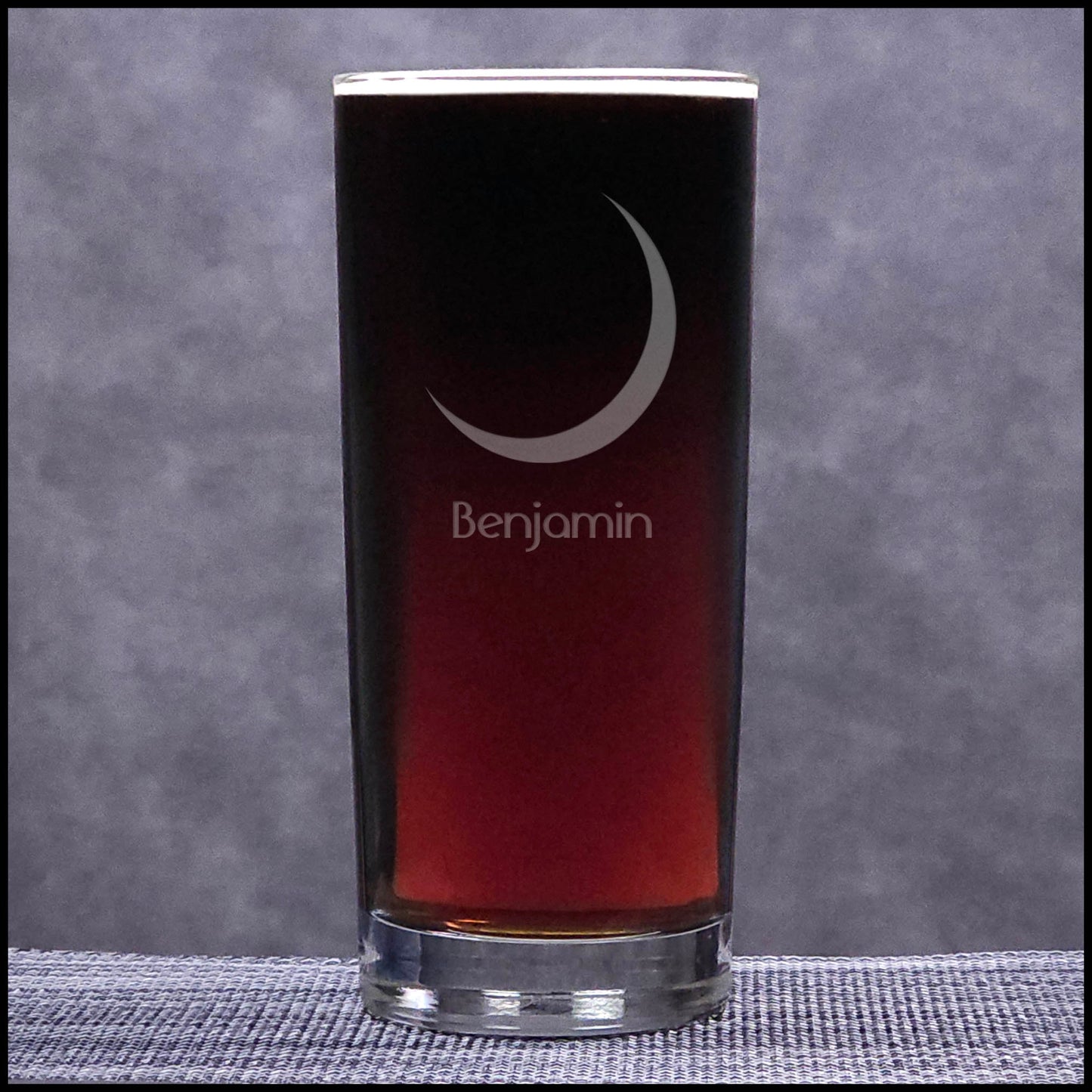Moon Crescent Moon 15oz Cooler Glass - Deep Sand Etched Water Tumbler