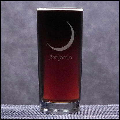 Moon Crescent Moon 15oz Cooler Glass - Deep Sand Etched Water Tumbler