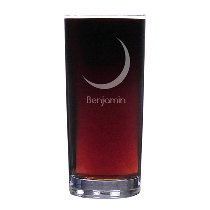 Moon Crescent Moon 15oz Cooler Glass - Deep Sand Etched Water Tumbler