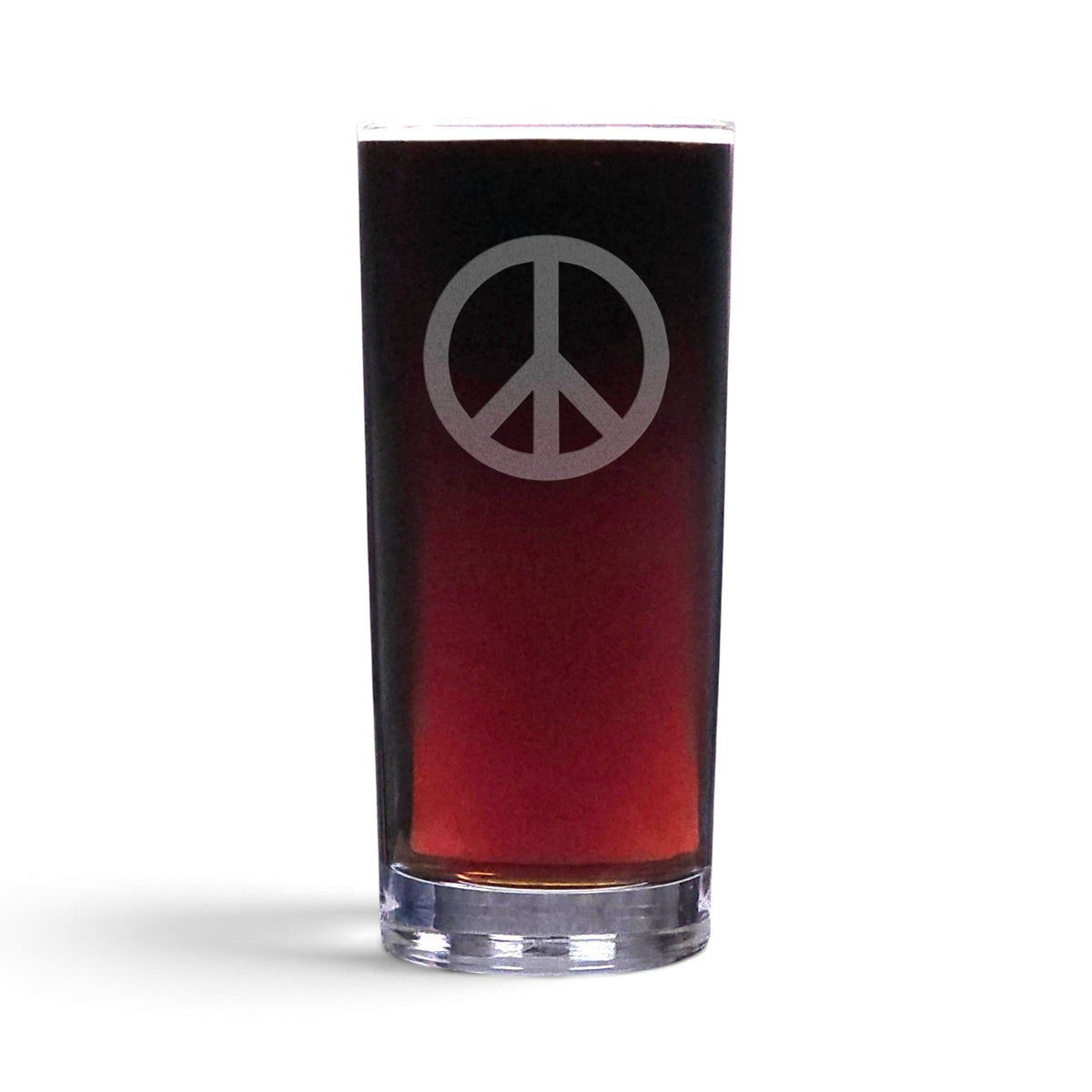 Peace Symbol 15oz Cooler Glass Deep Sand Etched Water Tumbler