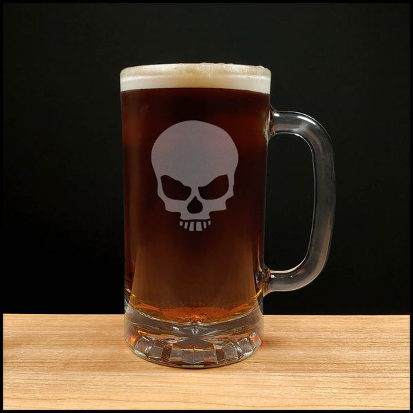 Skull 16oz Beer Mug - Copyright Hues in Glass