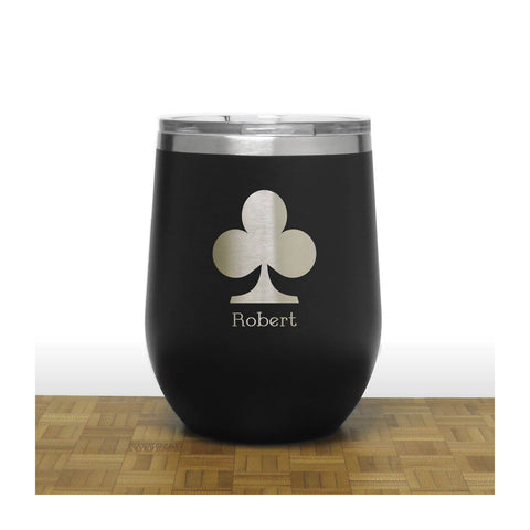 Black - Clubs 12 oz Insulated Wine Tumbler - Copyright Hues in Glass