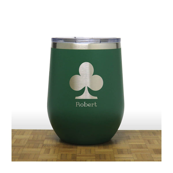 Green - Clubs 12 oz Insulated Wine Tumbler - Copyright Hues in Glass