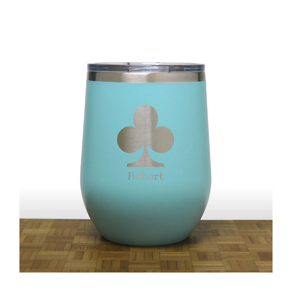 Teal  - Clubs 12 oz Insulated Wine Tumbler - Copyright Hues in Glass
