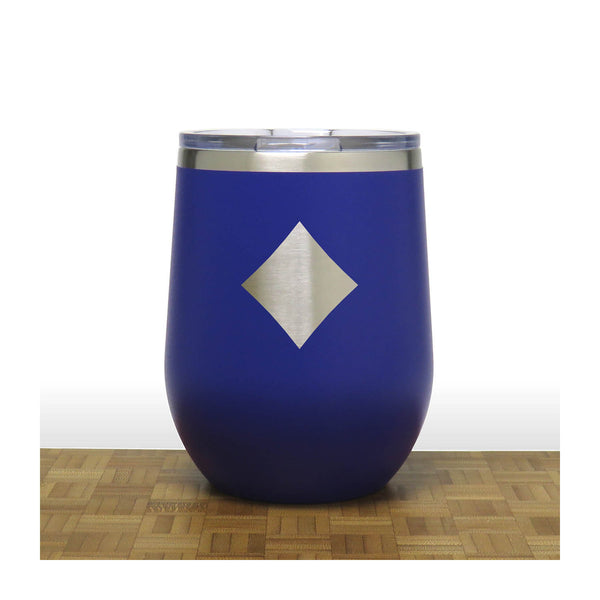 Blue - Diamonds 12 oz Insulated Wine Tumbler - Copyright Hues in Glass