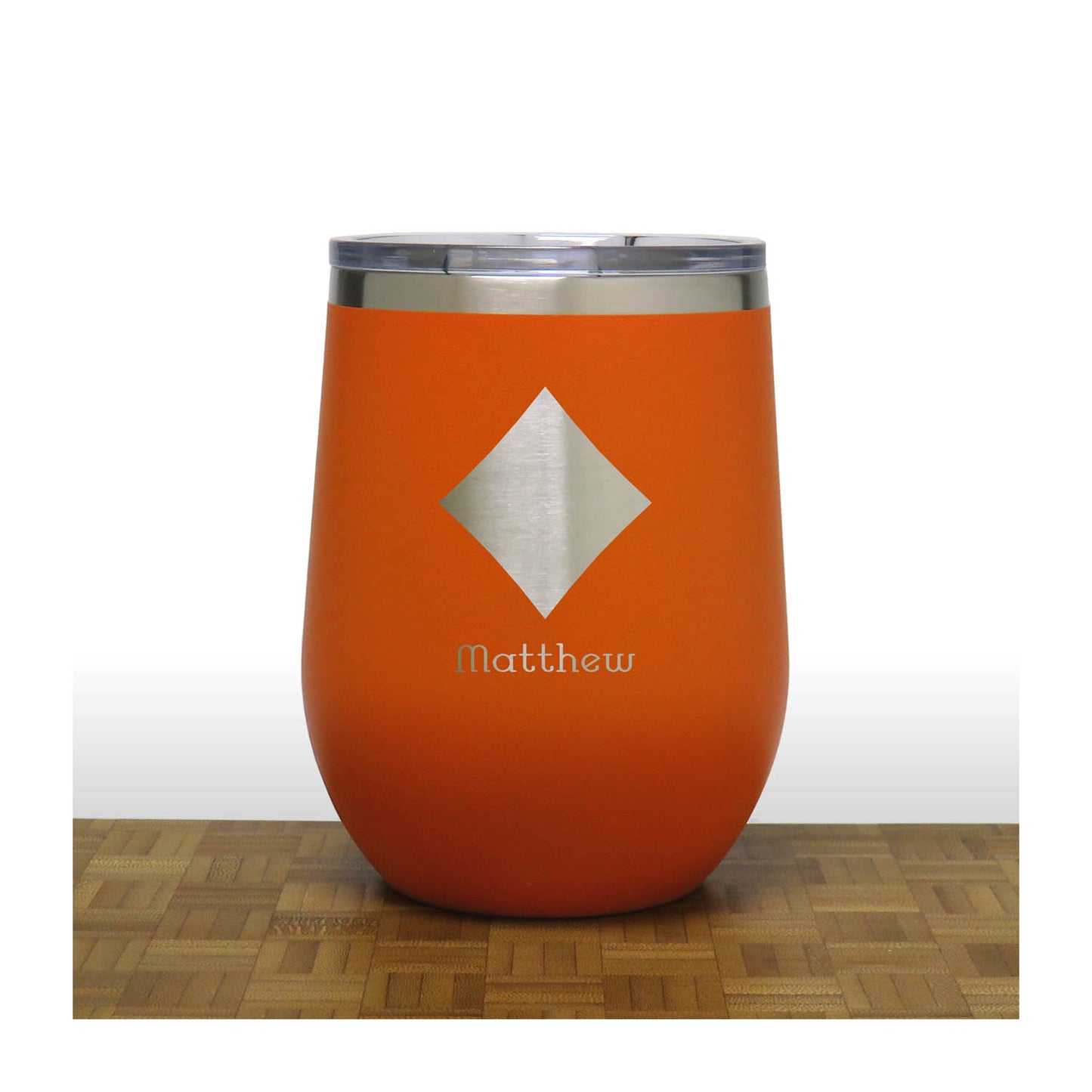 Orange - Diamonds 12 oz Insulated Wine Tumbler - Copyright Hues in Glass
