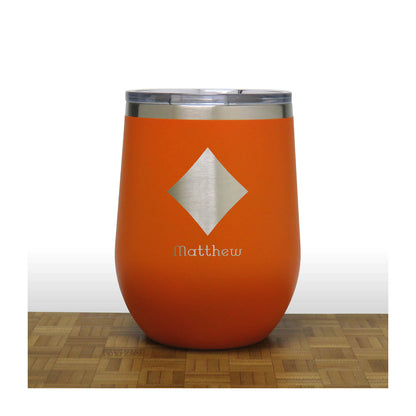 Orange - Diamonds 12 oz Insulated Wine Tumbler - Copyright Hues in Glass