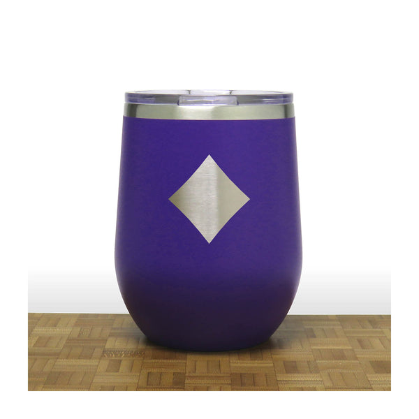 Purple - Diamonds 12 oz Insulated Wine Tumbler - Copyright Hues in Glass