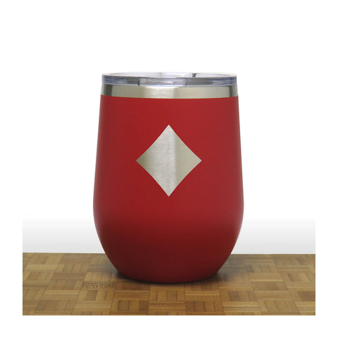 Red  - Diamonds 12 oz Insulated Wine Tumbler - Copyright Hues in Glass