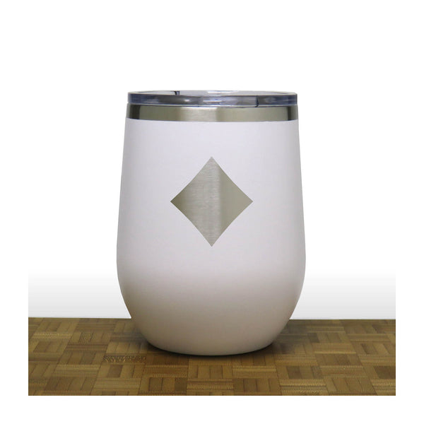 White - Diamonds 12 oz Insulated Wine Tumbler - Copyright Hues in Glass