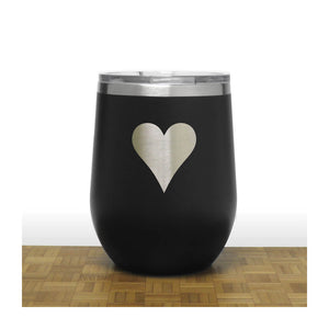 Black - Hearts 12 oz Insulated Wine Tumbler - Copyright Hues in Glass