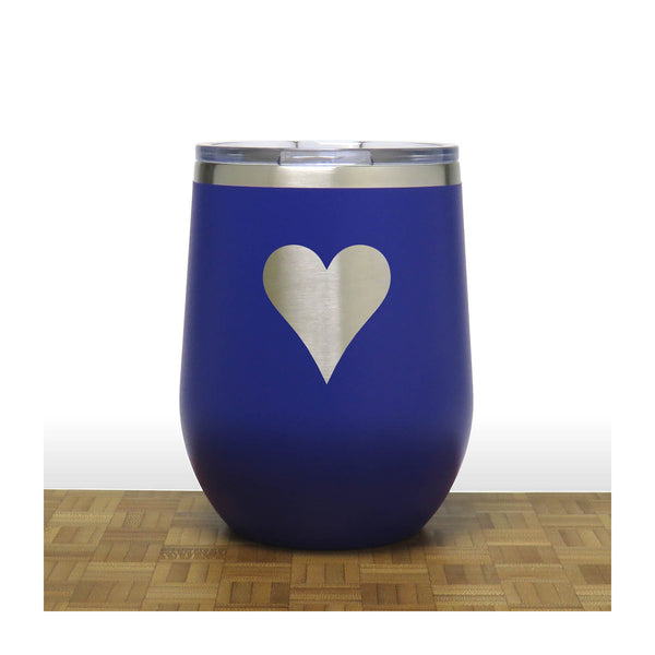 Blue - Hearts 12 oz Insulated Wine Tumbler - Copyright Hues in Glass