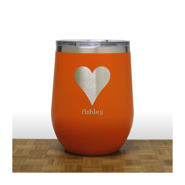 Orange - Hearts 12 oz Insulated Wine Tumbler - Copyright Hues in Glass