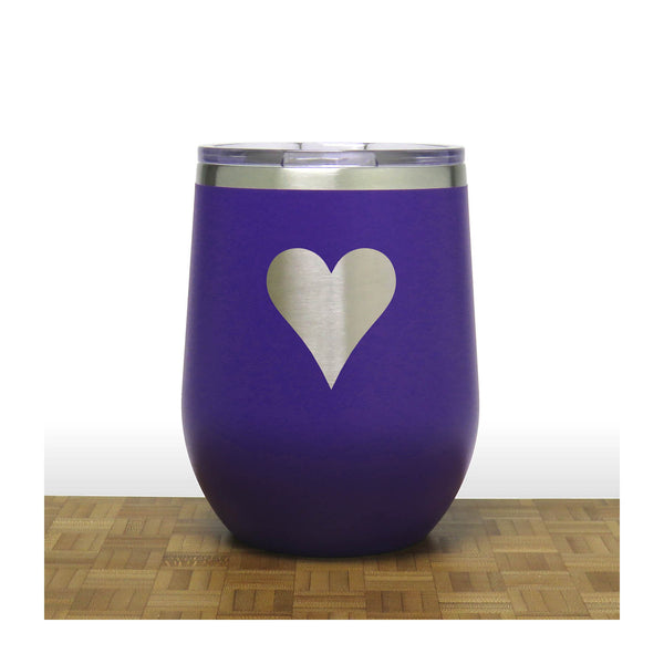 Purple - Hearts 12 oz Insulated Wine Tumbler - Copyright Hues in Glass