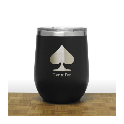Black - Spades 12 oz Insulated Wine Tumbler - Copyright Hues in Glass