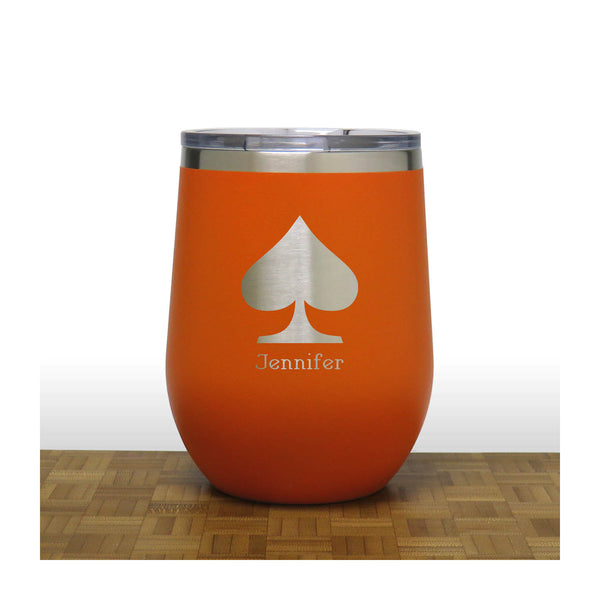 Orange - Spades 12 oz Insulated Wine Tumbler - Copyright Hues in Glass