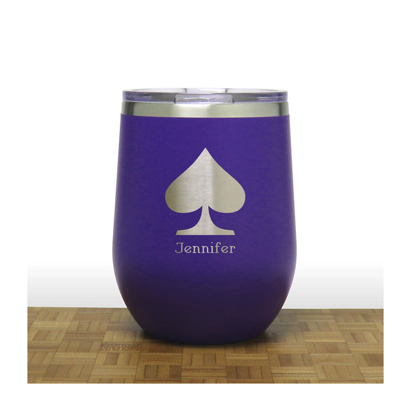 Ace of Spades Insulated 12 oz Stemless Wine Tumbler - Card Suits Cup - Stainless Steel