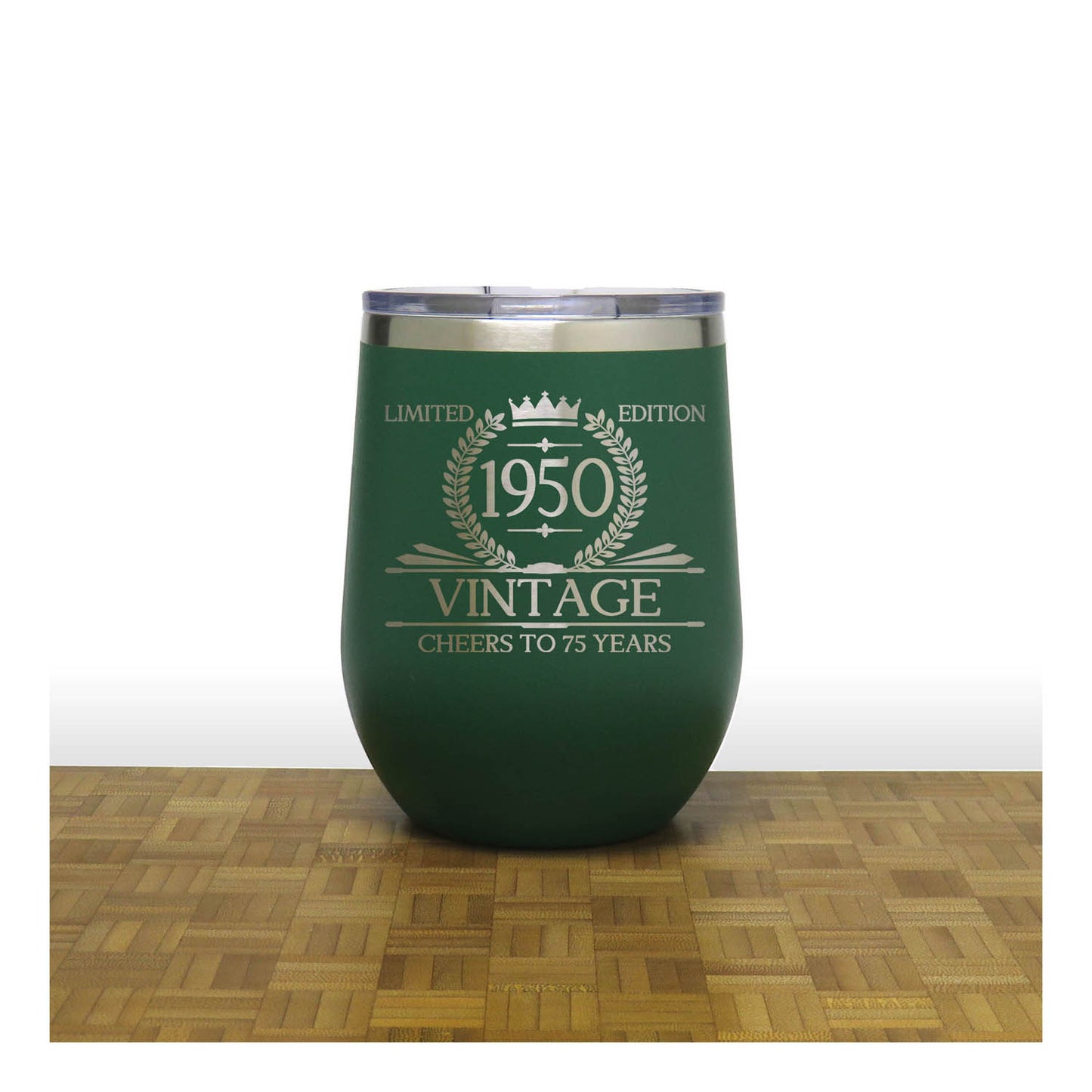 Vintage Aged to Perfection 12oz Wine Tumbler – Engraved Insulated Stainless Steel Travel Mug with Lid