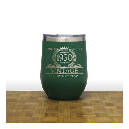 Vintage Aged to Perfection 12oz Wine Tumbler – Engraved Insulated Stainless Steel Travel Mug with Lid