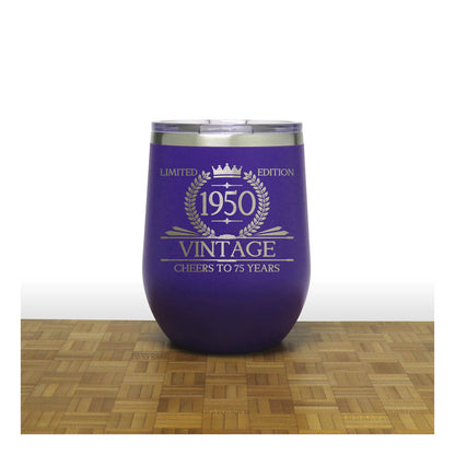 Vintage Aged to Perfection 12oz Wine Tumbler – Engraved Insulated Stainless Steel Travel Mug with Lid