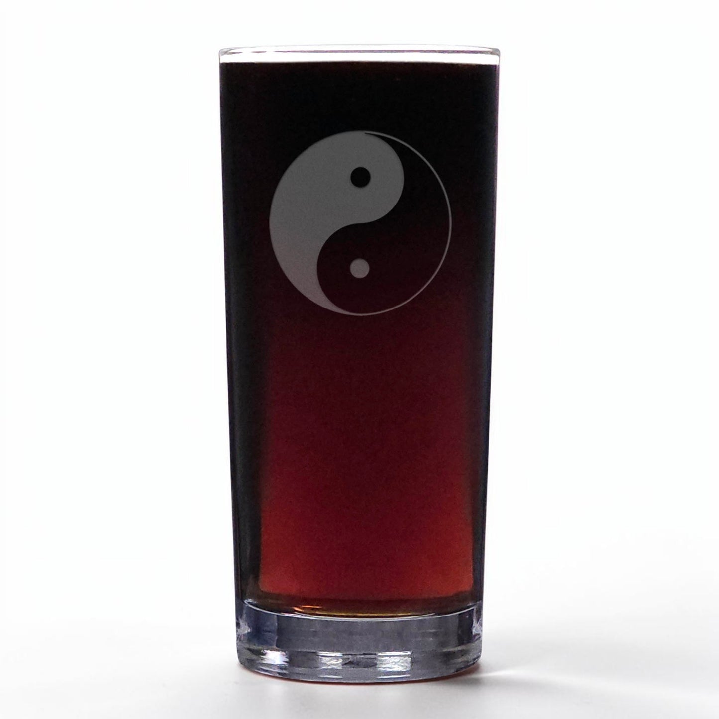 Yin Yang 15oz Cooler Glass - Deep Sand Etched Water Glass - Symbol of Balance