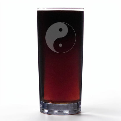Yin Yang 15oz Cooler Glass - Deep Sand Etched Water Glass - Symbol of Balance