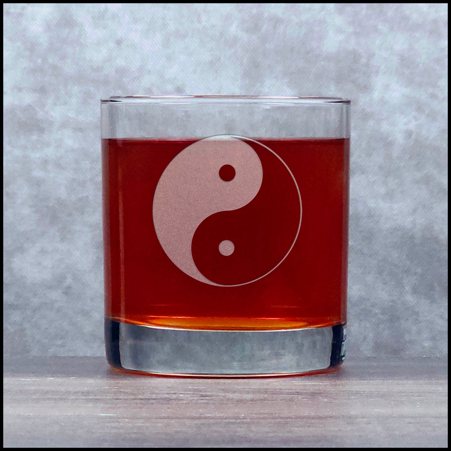11oz Whiskey Glass with Yin Yang Etched on it