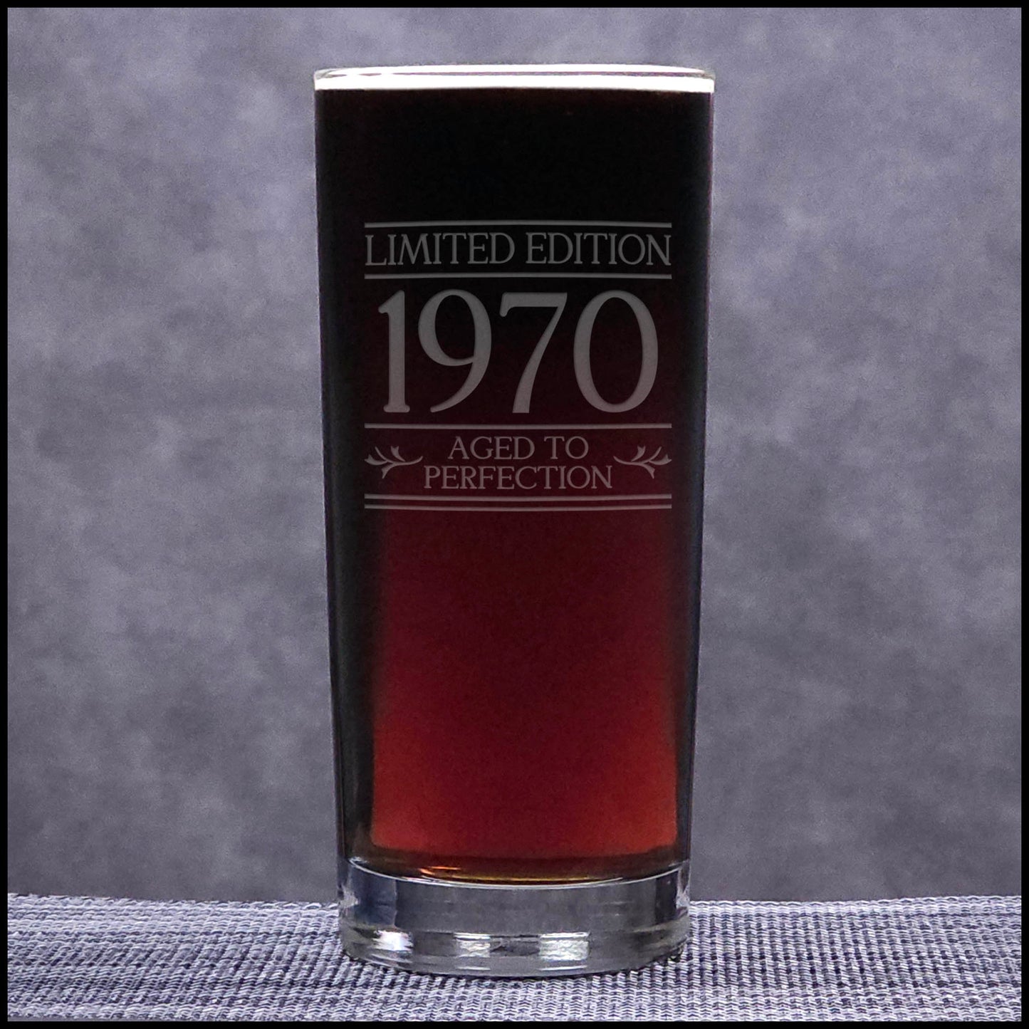 Limited Aged to Perfection 15oz Engraved Cooler Glass - Deep Etched Birthday Drinking Glass for Cocktails & Water