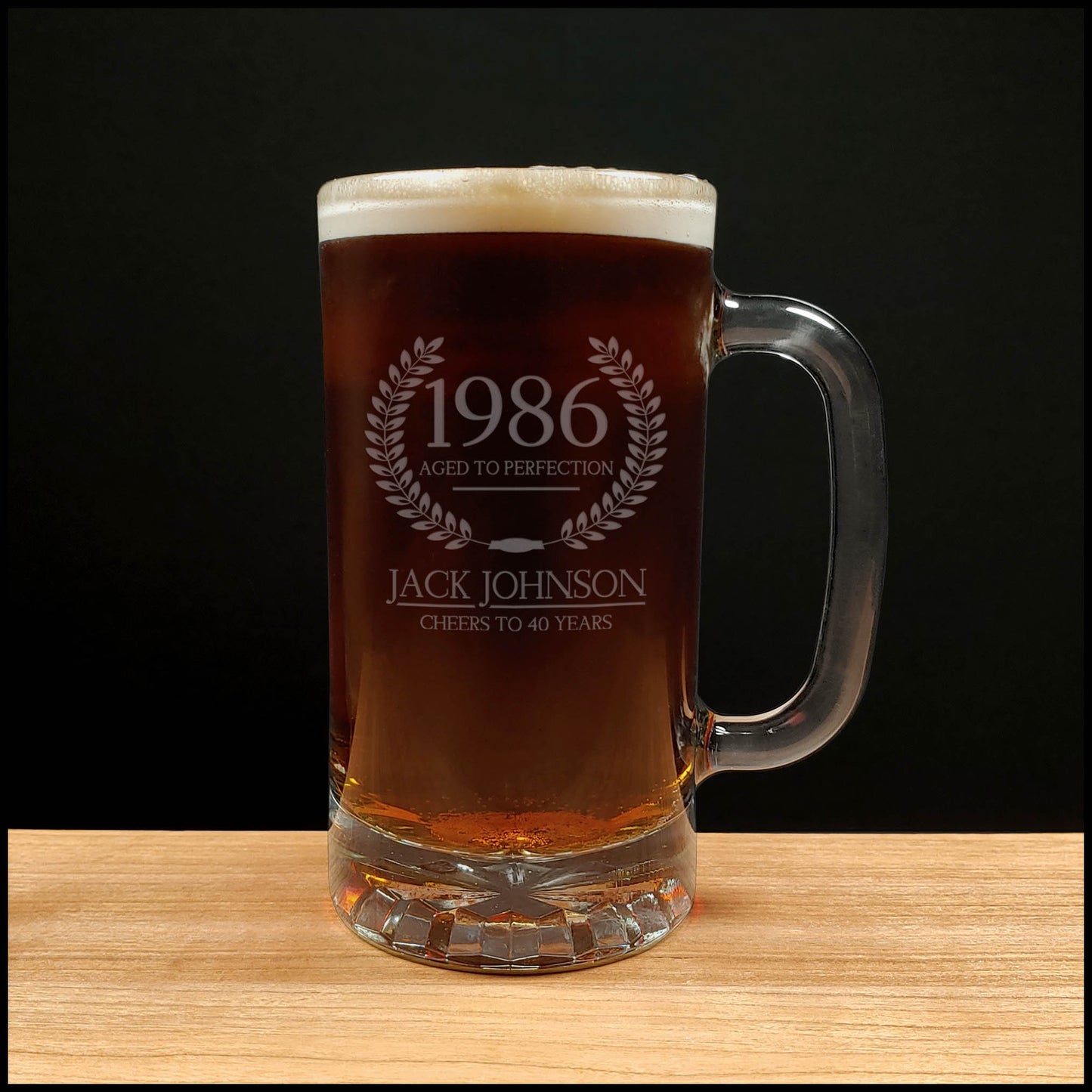 Aged to Perfection - Cheers To Birthday 16oz Beer Glass - Custom Milestone Birthday Gift