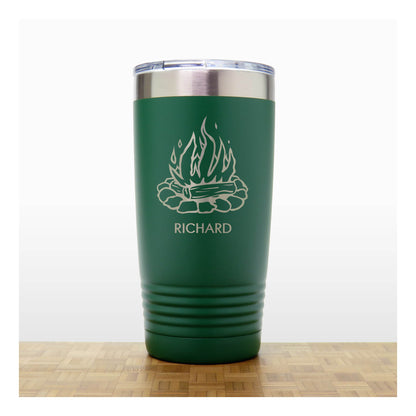 Camp Fire Stainless Steel Tumbler 20oz Engraved Travel Mug - Insulated Cottage Coffee Cup with Lid