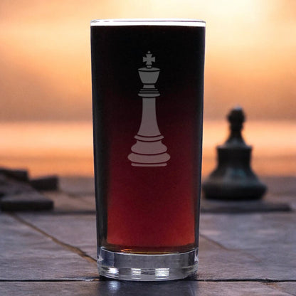 Chess King and Queen Cooler Glasses - Set of 2 - Water Glass - Cocktail Tumbler Glass - Highball Glass Free Personalization