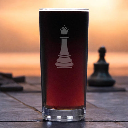 Chess King and Queen Cooler Glasses - Set of 2 - Water Glass - Cocktail Tumbler Glass - Highball Glass Free Personalization