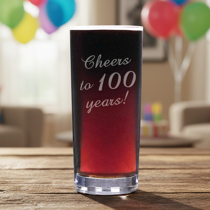 "Cheers To" 15oz Cooler Glass – Custom Sandetched Milestone Cocktail & Water Tumbler, Birthday Gift