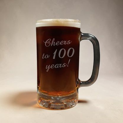 "Cheers To" Birthday 16oz Beer Glass - Personalized Milestone Pint Glass - Age Birthday Gift