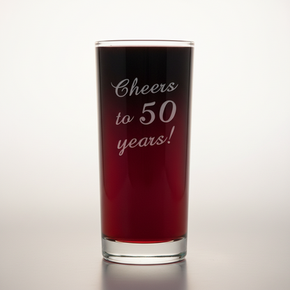 "Cheers To" 15oz Cooler Glass – Custom Sandetched Milestone Cocktail & Water Tumbler, Birthday Gift