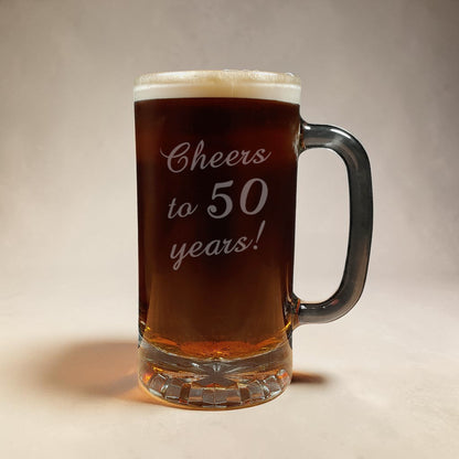"Cheers To" Birthday 16oz Beer Glass - Personalized Milestone Pint Glass - Age Birthday Gift